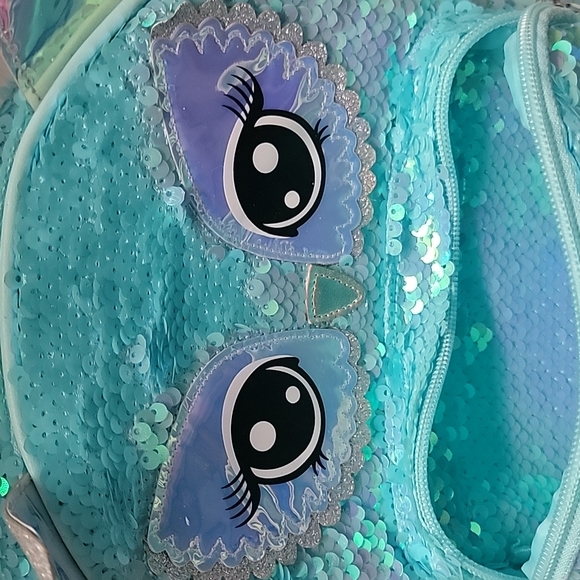 Justice Mini Owl Sequins Backpack With Ears "G" - Picture 4 of 9